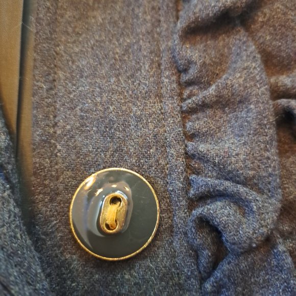 Tabitha Anthropologie Women's Olive Green Ruffle Military Wool Blend Coat Sz 10 - Picture 6 of 10